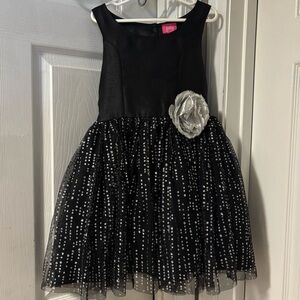 Pinky Girls Black and Silver Sleeveless Occasion Dress Size 7
